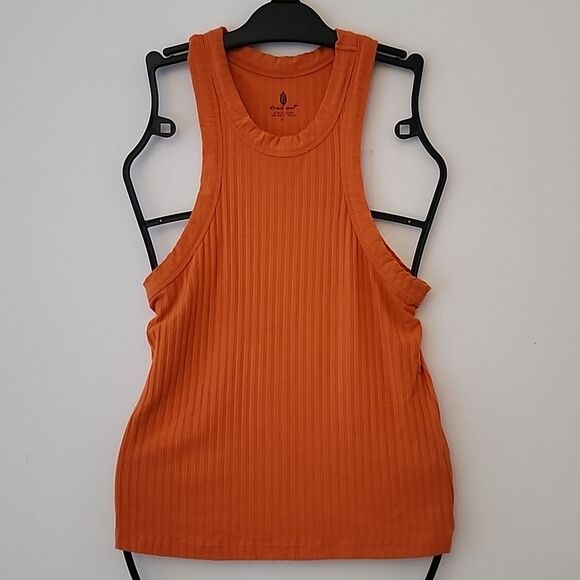 Free People Movement Vibrant Orange Ribbed Racer Tank Top S (Bx15) - Picture 6 of 6